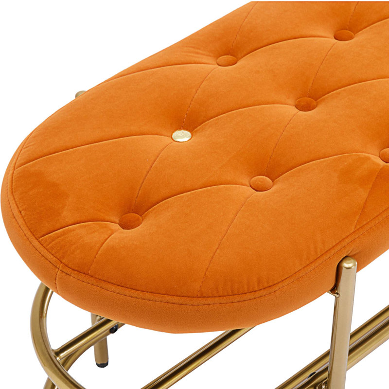 Banc de rangement en velours Rosheda, Orange