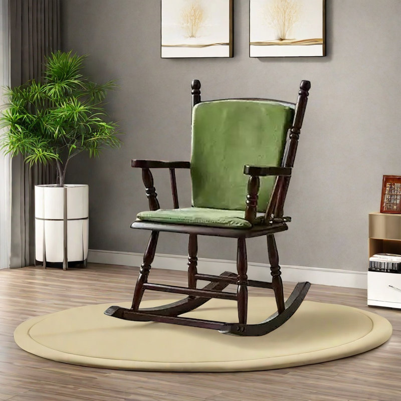Chaise berçante en bois massif entièrement noyer