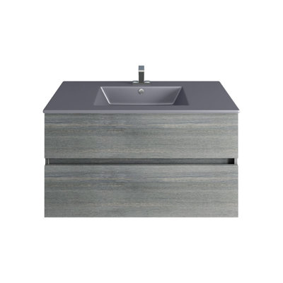 Meuble-lavabo simple suspendu 36 po avec comptoir en pierre