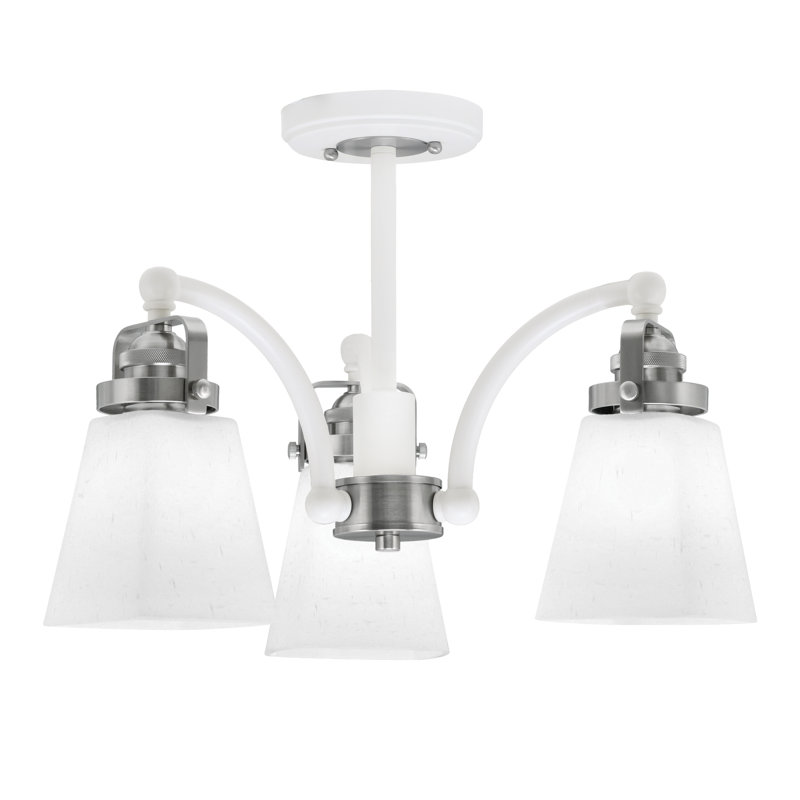 Verre semi-encastré 3 lumières Easton, Blanc / nickel brossé