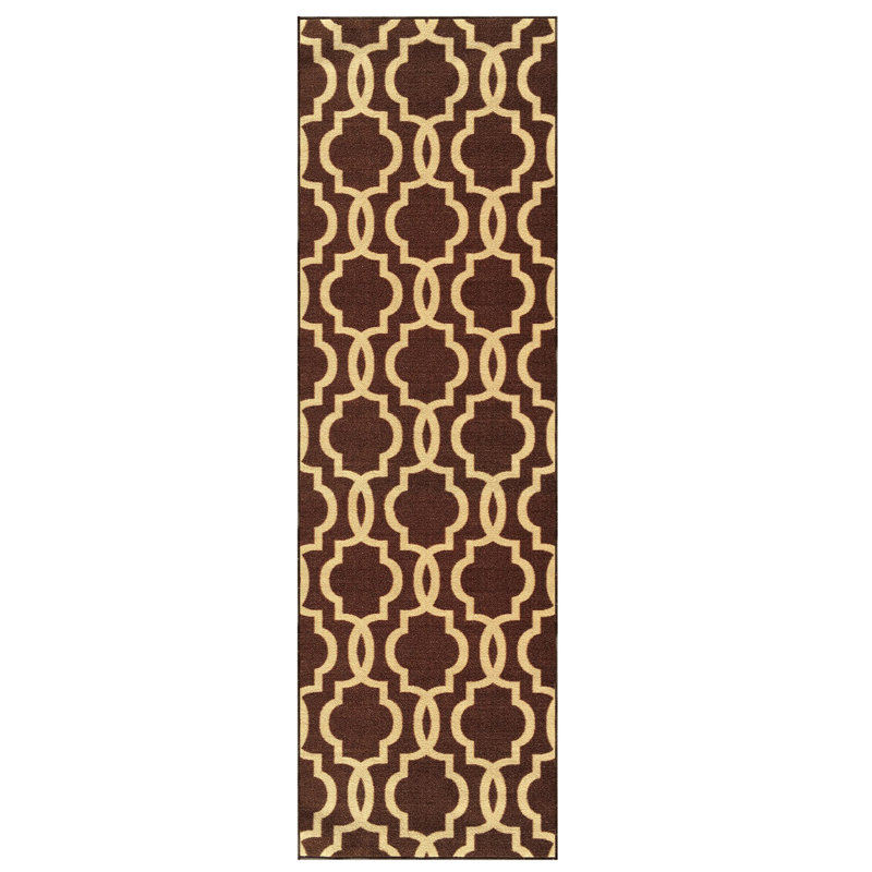 Tapis brun crocheté Smathering, Tapis de couloir 1 pi 10 po x 4 pi