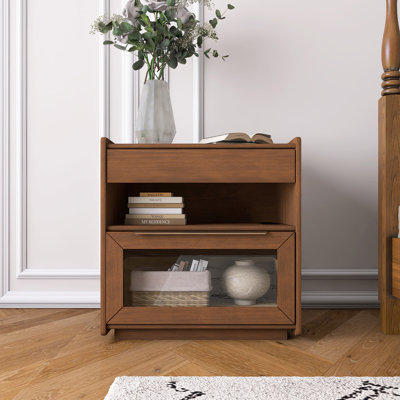 Mid Century Modern Nightstand With Charging Station