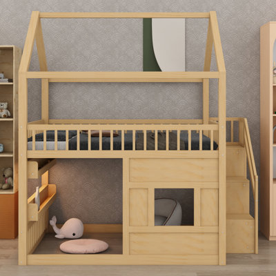 House Bed Featuring Integrated Shelf