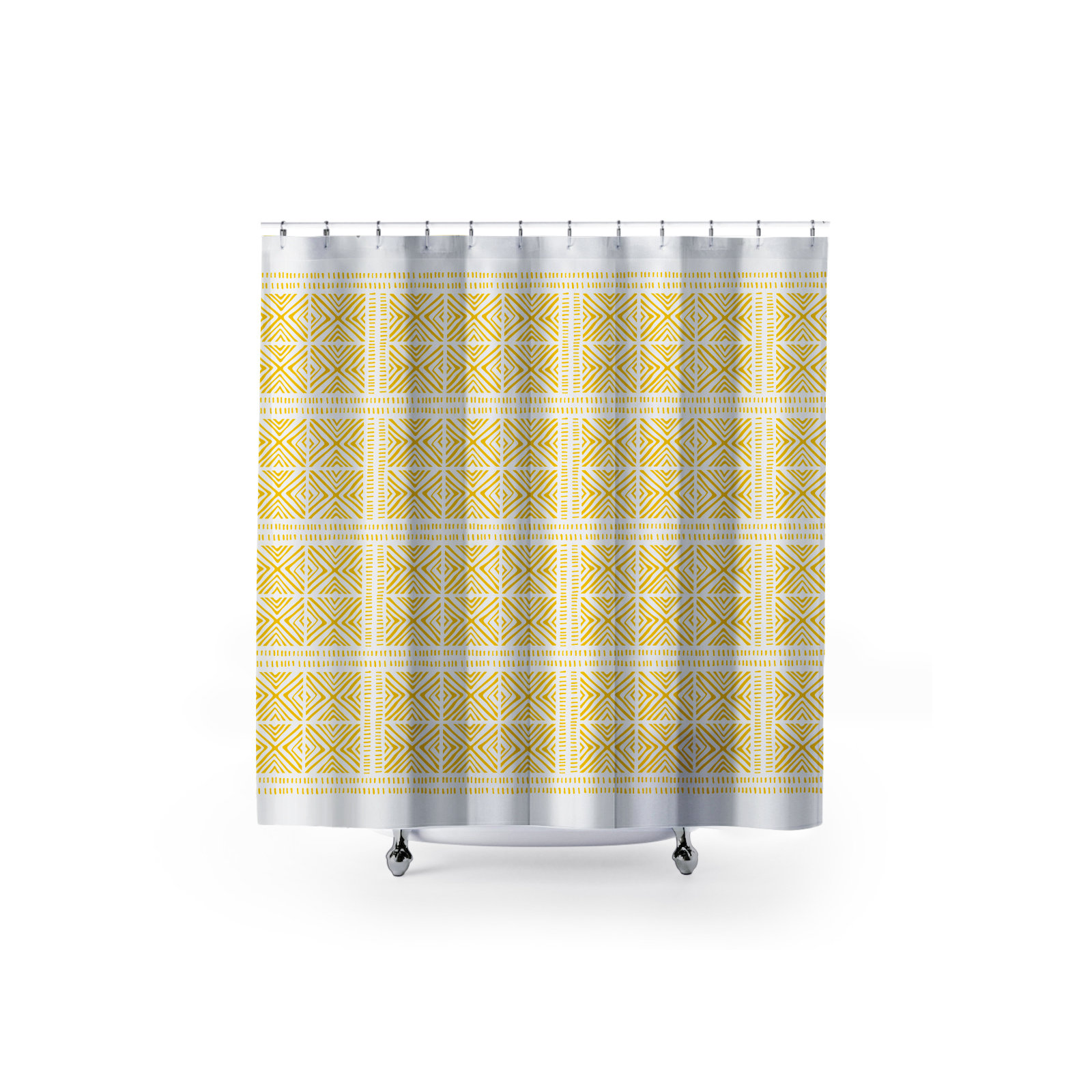 Thora Tribal Shower Curtain, ThoraTribal Yellow