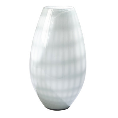 Cased Glass Grid Vase-Blue