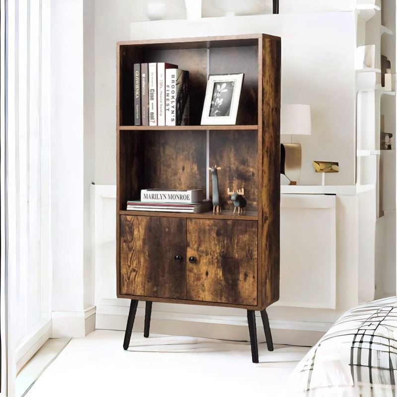 Adedoyin Standard Rustic Bookcase Industrial Rustic Cabinet Sideboard Living Room Furniture