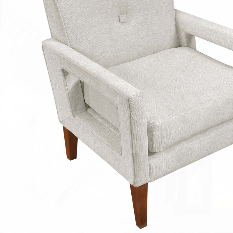 Chaise d'appoint de style Mid-Century de 29 po Eleena - Chenille, Chenille beige