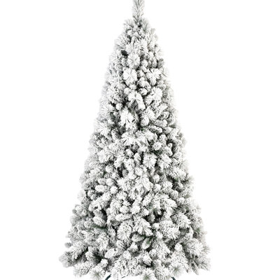7ft Lifelike Snow - Covered Tree With 1060 Tips, Hinged Structure For Fast Setup, Metal Stand, Great Event Setups Flocked Holiday Snowy Branches, Easy To Use Assembly, Heavy Duty Base, Suitable