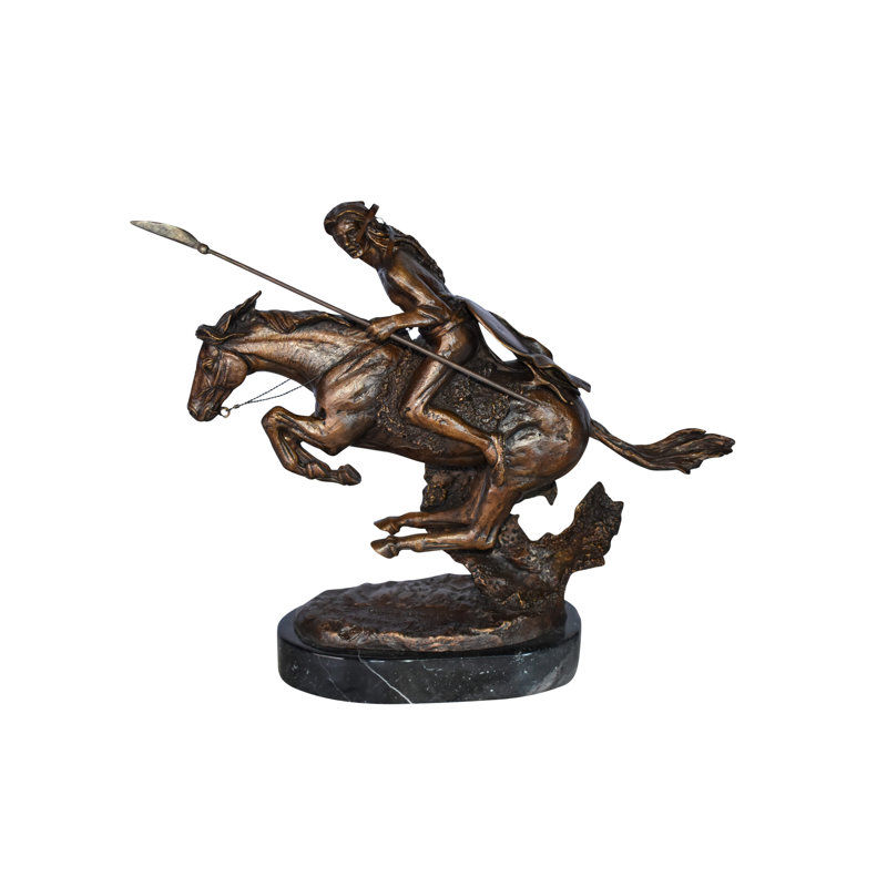 Statue Inso Cheyenne Remington en bronze sur marbre taille: 12 po x 4 po x H 12 po