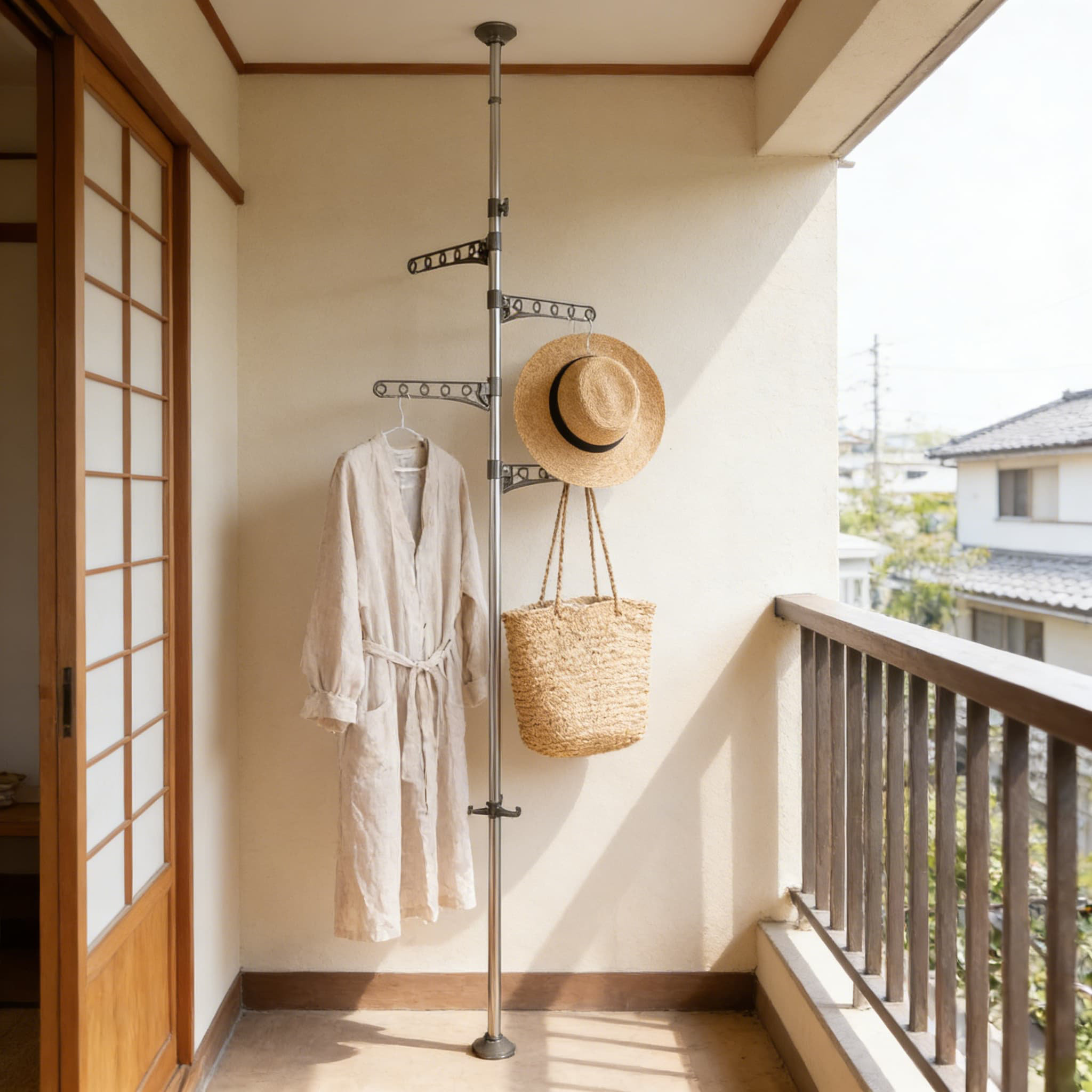 Wrought Studio™ Adjustable Floor To Ceiling Tension Pole Corner Clothes ...
