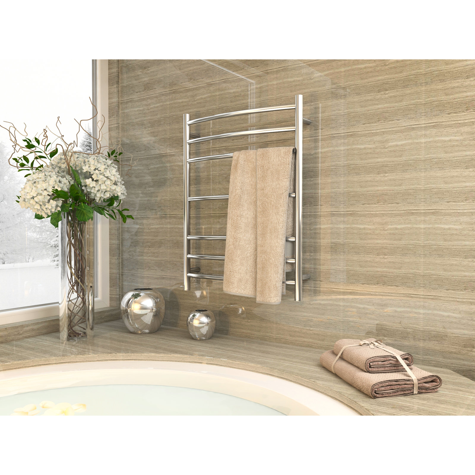 Gown Wall Mount Electric Towel Warmer, Polished Chrome