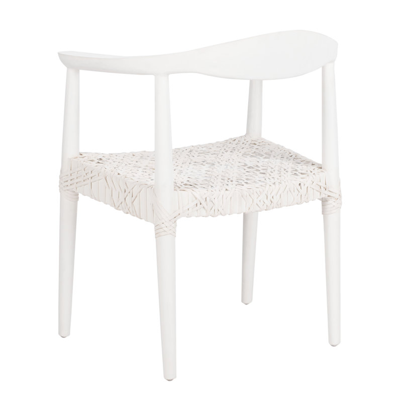 Kazbah 18.9'' H Leather Upholstered Armchair, White