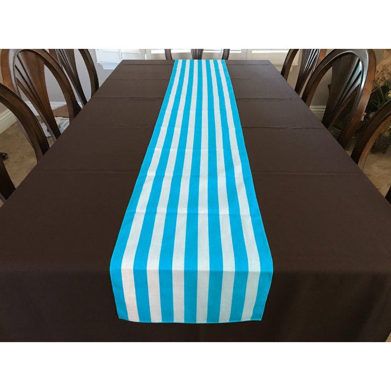 Stripes Print Table Runner, 72" Runner, Turquoise, 24"