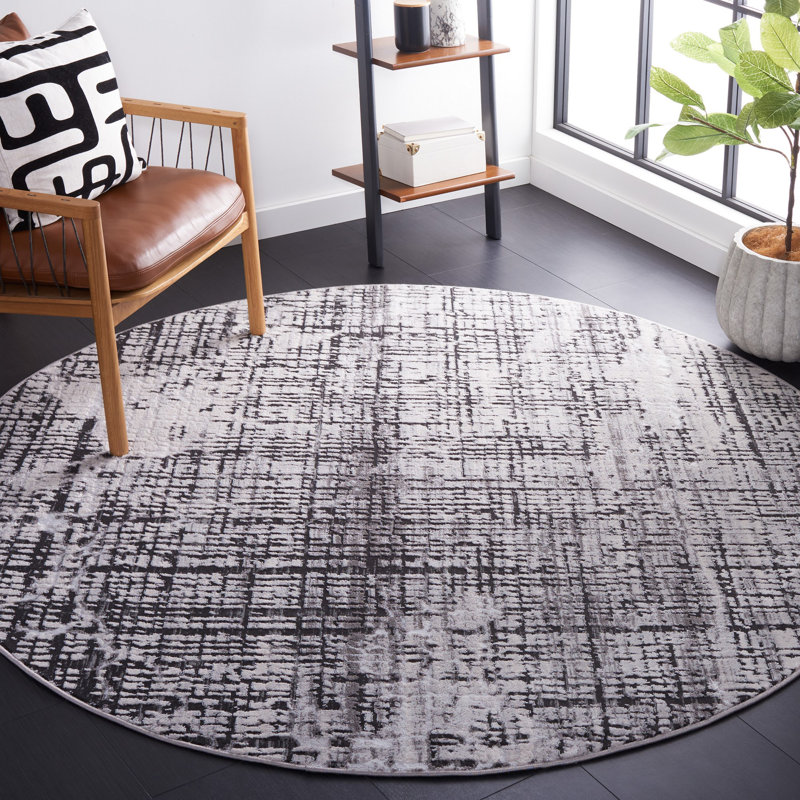 Tapis gris / gris anthracite Minyard 248, Rond 6 pi 7 po
