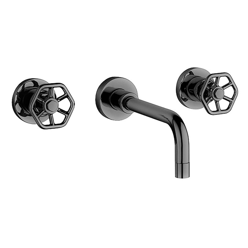 Lucia Black Brass Wall Mounted 2-Handle Bathroom Faucet