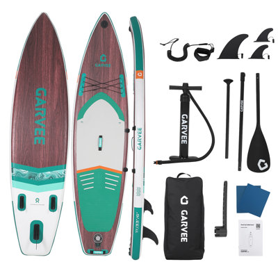 Planche de pagaie debout 11 'gonflable, SUP de 33 "de large avec pagaie réglable en aluminium, plate-forme antidérapante, ensemble complet pour adultes et jeunes, planche de pagaie de pêche