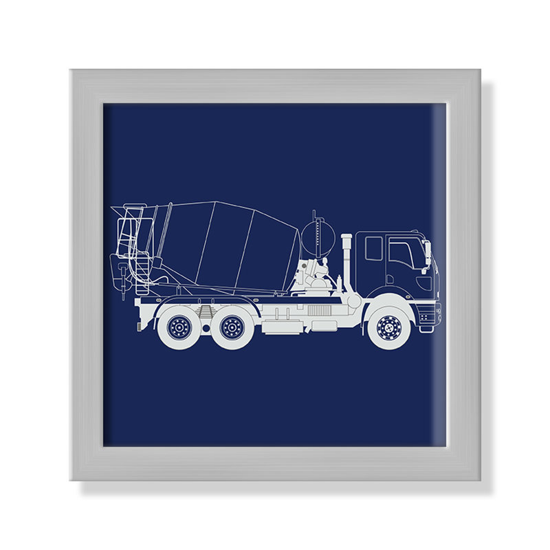 Camions Camions 1, art encadré, H 8 po x l 8 po x P 1,18 po, Encadré de boîte argent