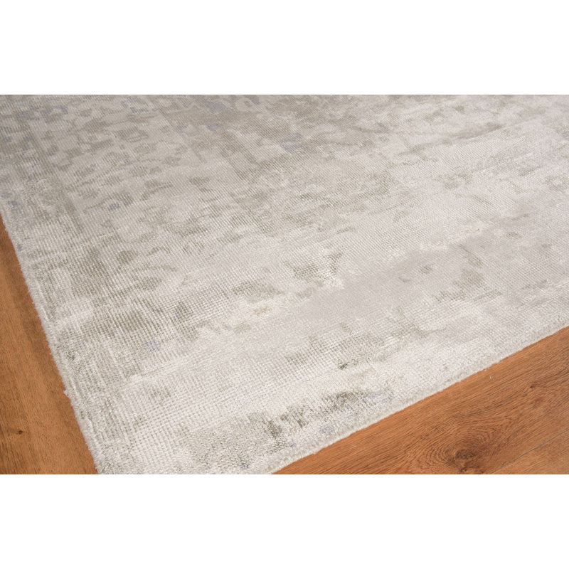 Antique Weave Bamboo Oriental Area Rug in Silver, Rectangle 6' x 9'