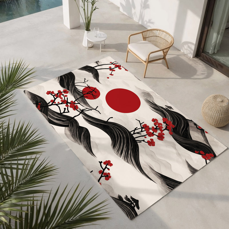 Tapis intérieur et extérieur Serene Sakura, Rectangle 1 pi 6 po x 2 pi 6 po