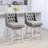 Counter Height Bar Stools Set Of 2, 180 Degree Swivel Barstools, 27" Seat Height Bar Chairs With Solid Wood Footres And Button Tufted Design, Grey
