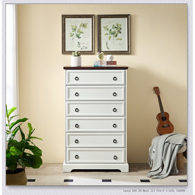 Modern 6 Drawer Dresser, Dressers for Bedroom, Tall Chest of Drawers Closet Organizers, White