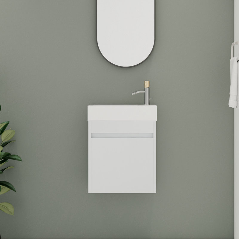 Ensemble de meuble-lavabo simple 18 po avec plateau en résine, Blanc