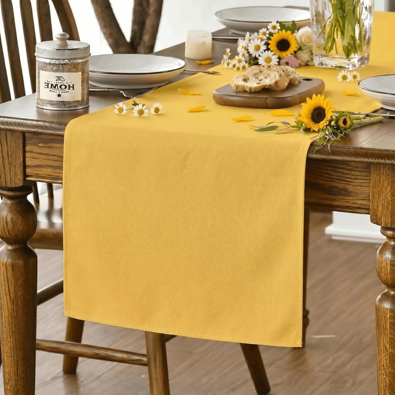 Yellow Summer Table Runner 40x240 cm | Seasonal Fall Spring Machine Washable Kitchen Dining Table Decoration for Home Party Decor