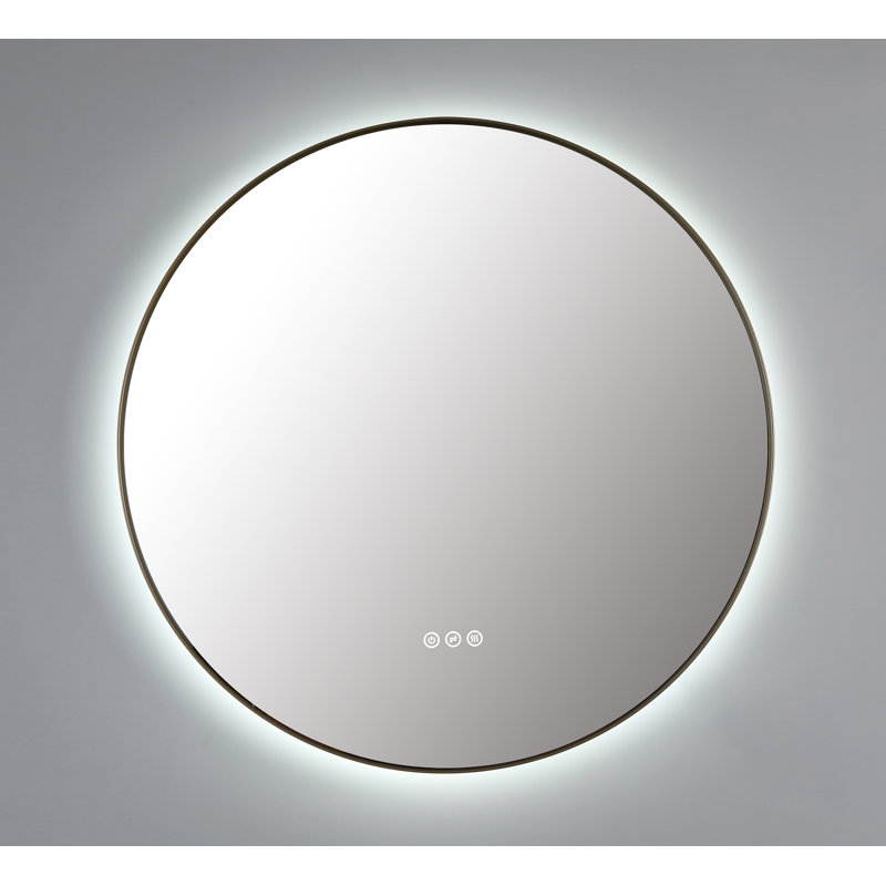 Shell LED Mirror, Gold, Round, 35.43" x 35.43"