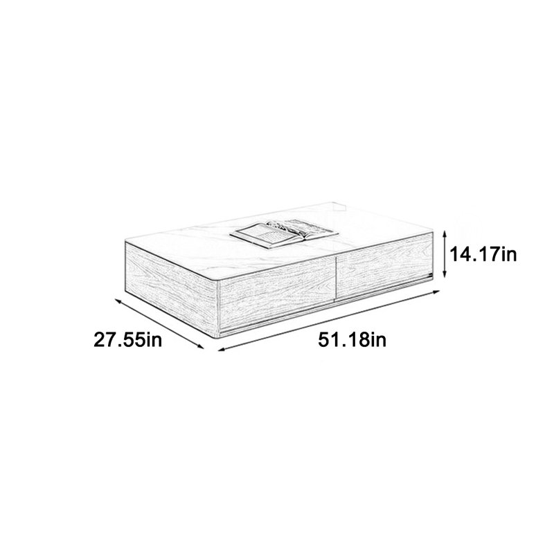 Table basse Rock Top, 14.17" H x 51.18" W x 27.55" D