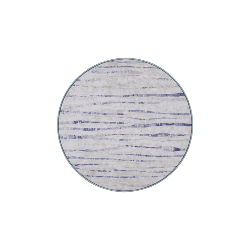 Machine Washable Blue Area Rug, Round 4'