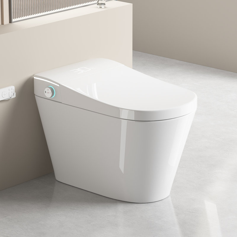 Bidet de toilette intelligent, siège à ouverture / fermeture automatique, avec sécheuse et eau chaude, Blanc