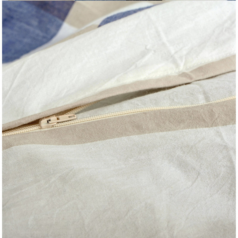 3 Piece Buffalo Washed Cotton Duvet Cover Set, King Duvet Cover + 2 King Shams, Sapphire