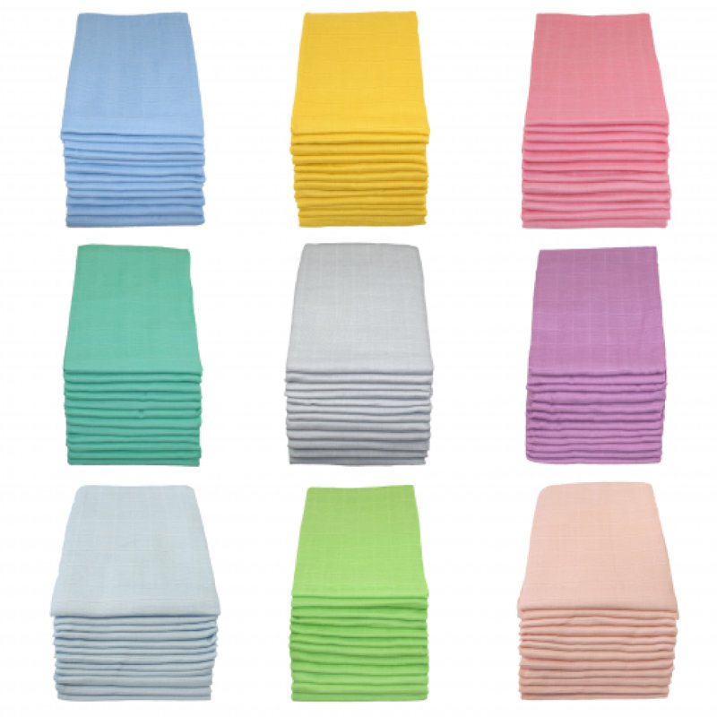 Nottingham MuslinZ 100% Cotton 12 - Piece Muslin Squares, Pink