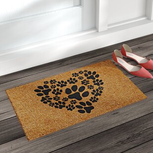 Rubber-Cal Heart-Shaped Paws Welcome Mat 18 by 30-Inch
