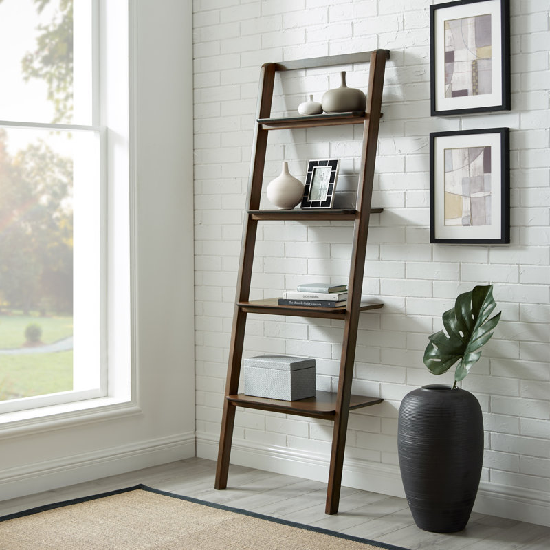Bibliothèque échelle en bois H 69,75 "x l 24" Lacey, Noyer noir