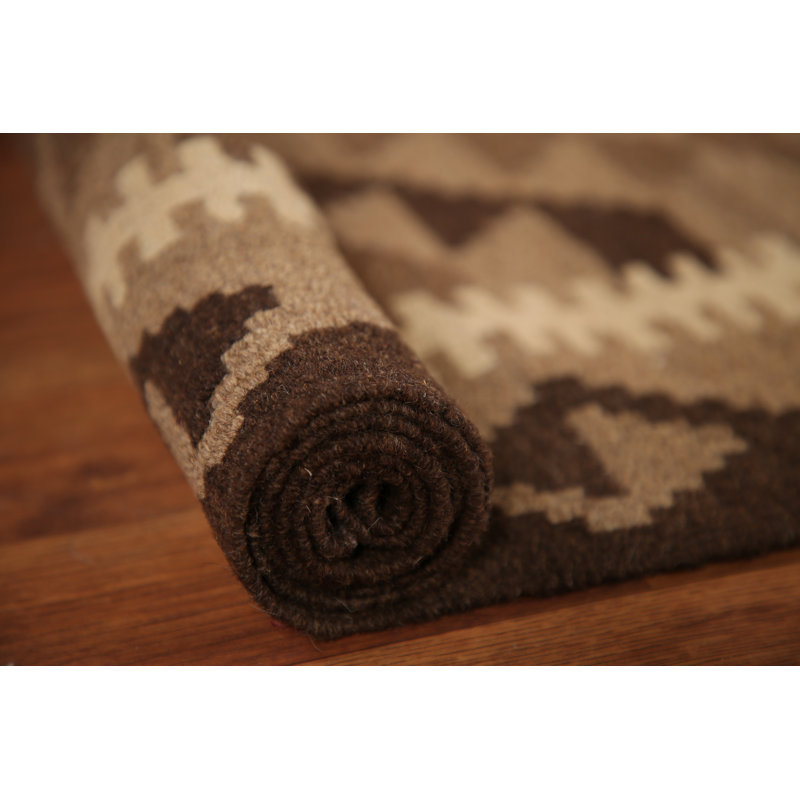 Brown Wool Kilim Oriental Area Rug 3x5