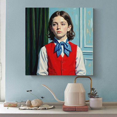 Canvas Wall Art Boy in A Red Vest-1 Vintage Poster Print Home Decor