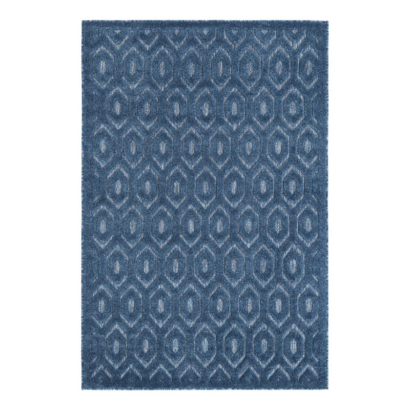 Tapis intérieur / extérieur bleu marine Heckstall, Rectangle 4 pi x 6 pi