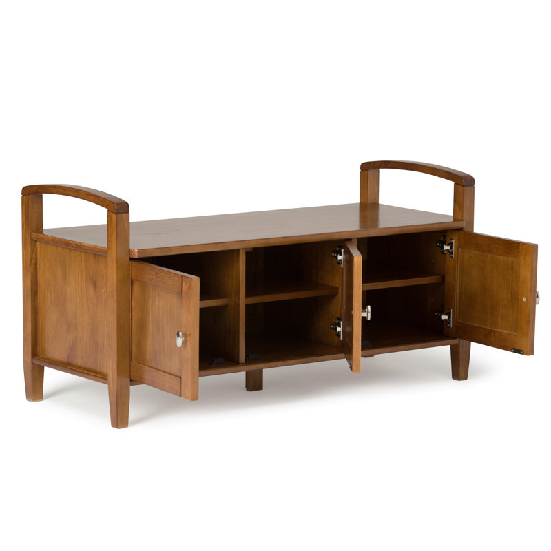 Transitional Style Entryway Storage Bench, Light Brown