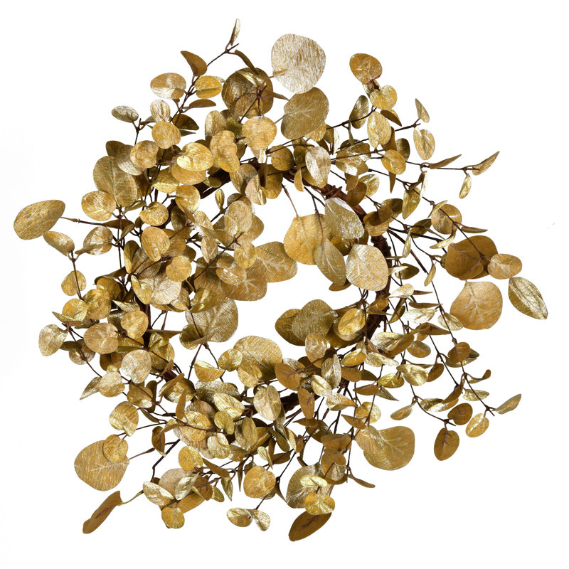 22" Gold Eucalyptus Artificial Christmas Wreath, Unlit