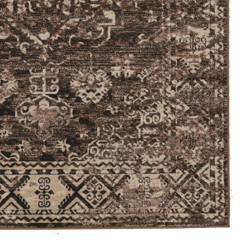 Tapis oriental brun à poils courts Shelbina, Rectangle 2 pi x 10 pi