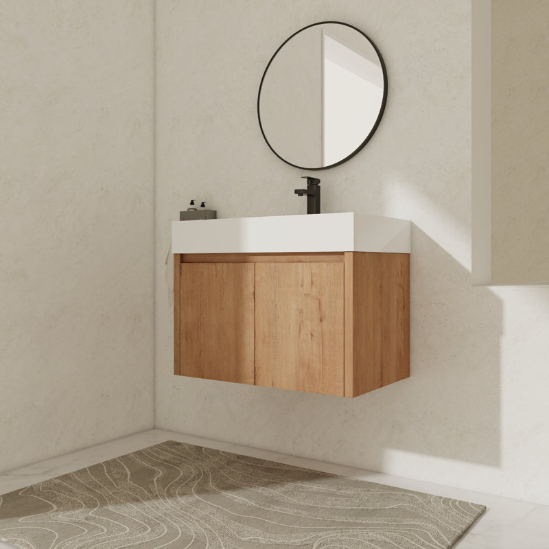 Reeshemah 29.53'' Single Bathroom Vanity with Resin Top