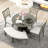 5-Piece Rustic Charm Round Dining Set With 3 Upholstered Chairs And Curved Bench-725460852