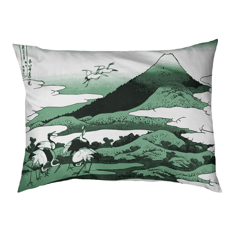 Coussin de concepteur japonais pour grues Burkart, L 42 po x l 52 po, Vert / Noir