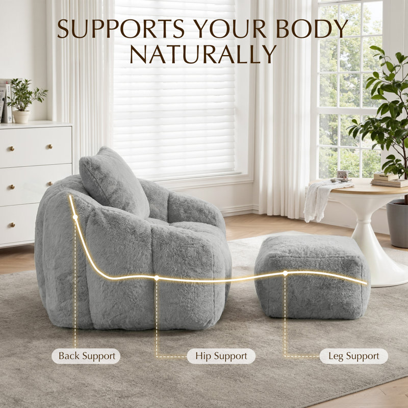 Double Bean Bag Chair, Gray 