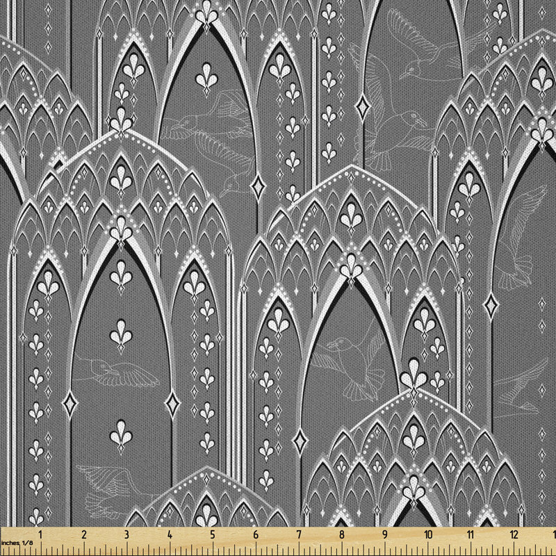 Darvell Moroccan Arches Architectural in Greyscale Arabesque Multi-Purpose Fabric