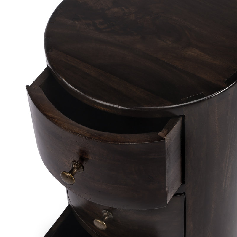 Liam Solid Wood End Table with Storage, Chocolate
