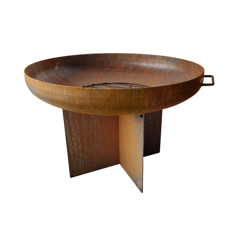 Vitiello Round Steel Smokeless Fire Pit, Black/Corten