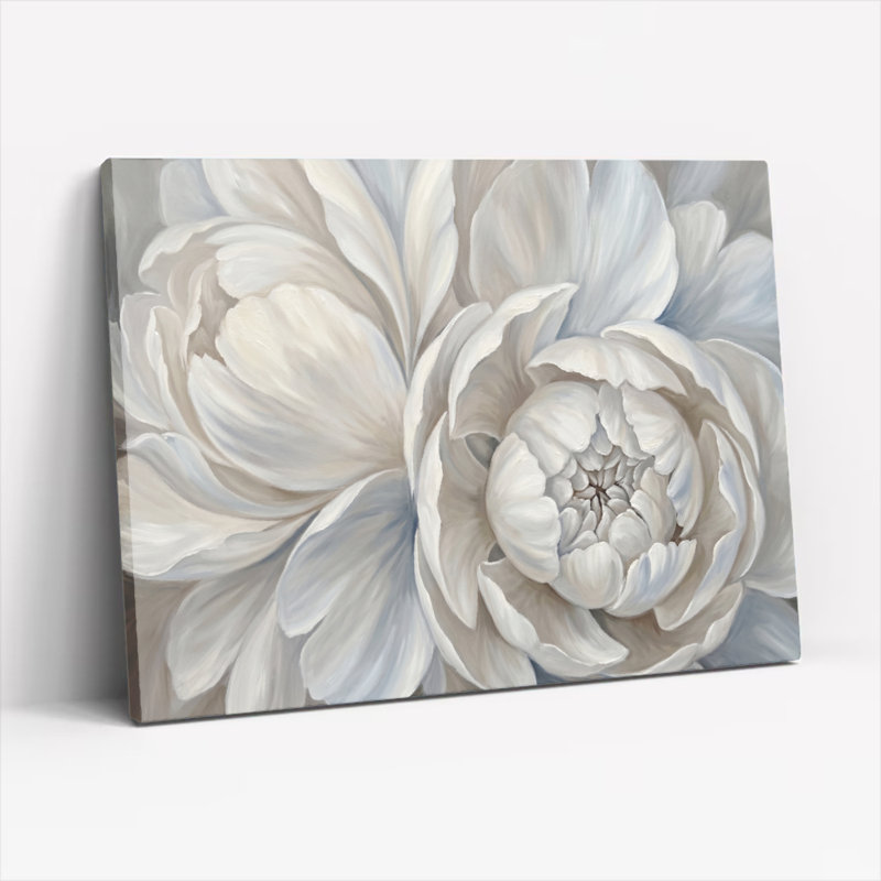Art mural en toile Gallery Wrap pour le salon, la chambre à coucher, le bureau ou le vestibule - Décoration murale décorative avec fleur blanche