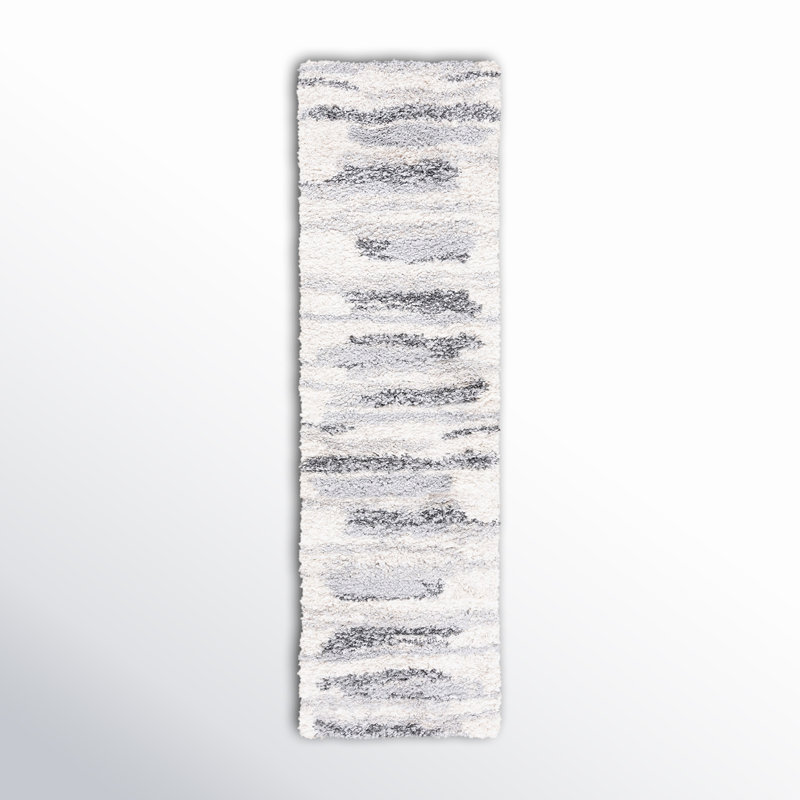 Odette Abstract Shag Gray/Ivory Area Rug, Runner 2'3" x 8'